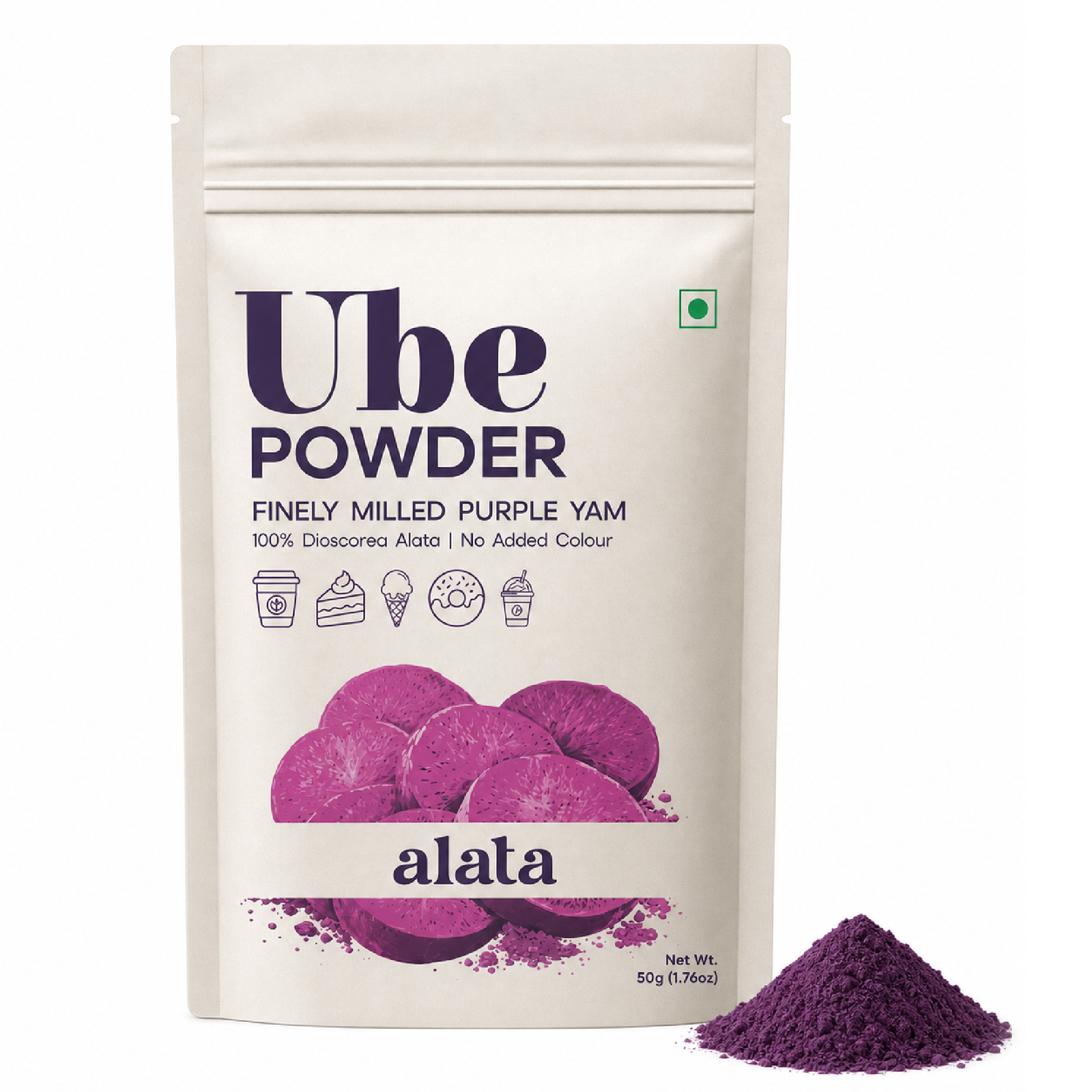 Alata Everyday Ube Powder, front of the 50 g pack
