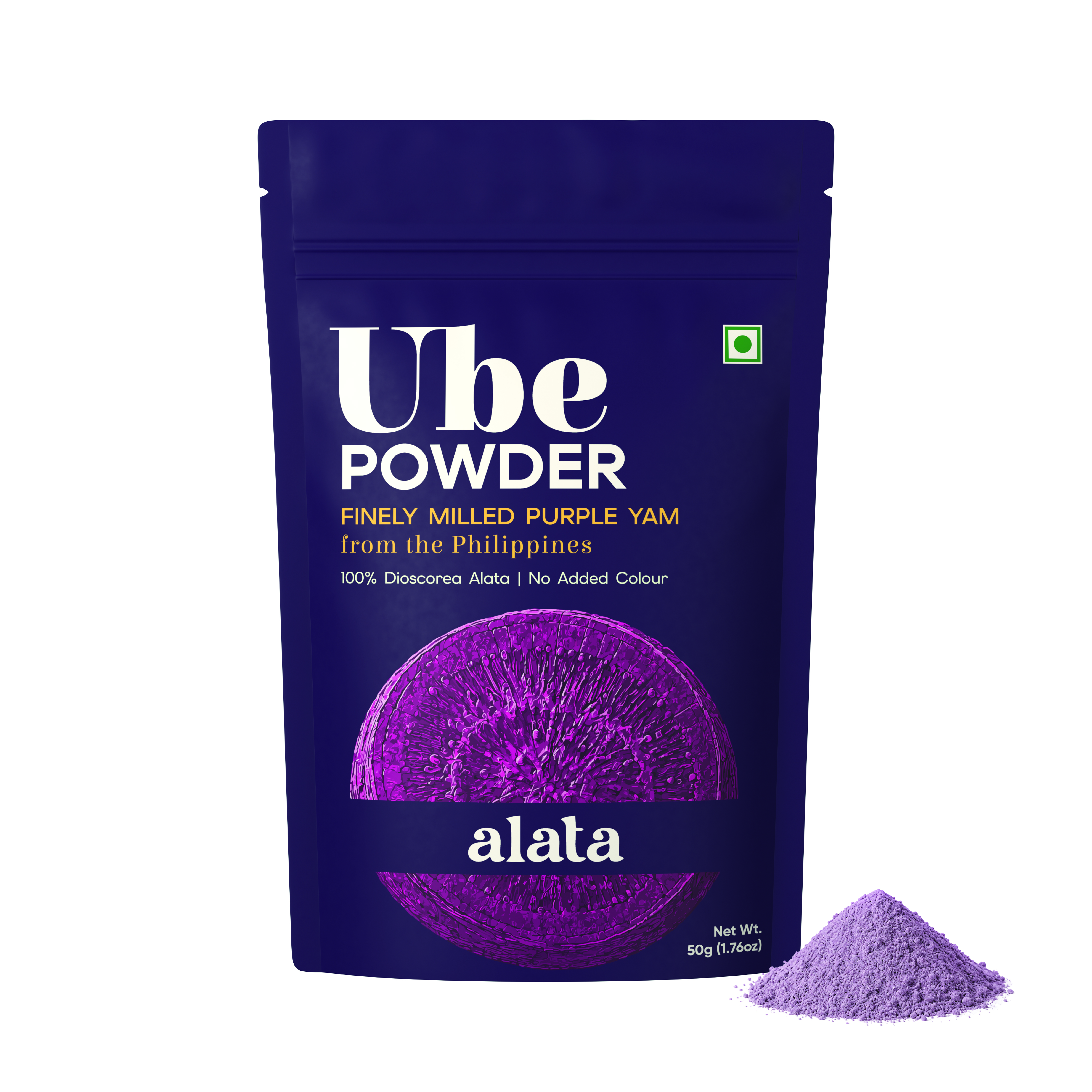 Alata Reserve Ube Powder, front of the 50 g pack